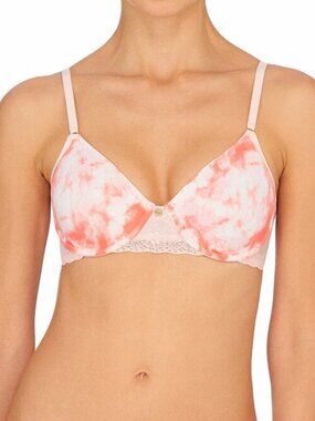 Natori Bliss Perfect Pink Tie Dye Lace Trim Unlined Underwire Bra 36DDD 36F